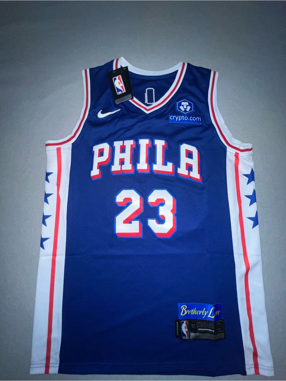 Men's LeBron James 23 2026 Philadelphia 76ers Blue Swingman Jersey Size 50 Large